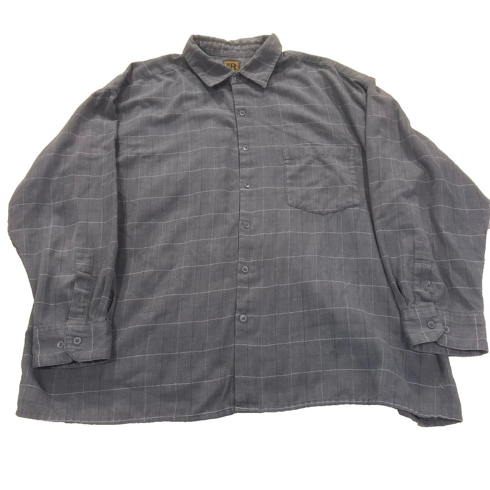 Bruno B Shirt Button Down 3X Big Mens Grey Windowpane Herringbone Italian Design